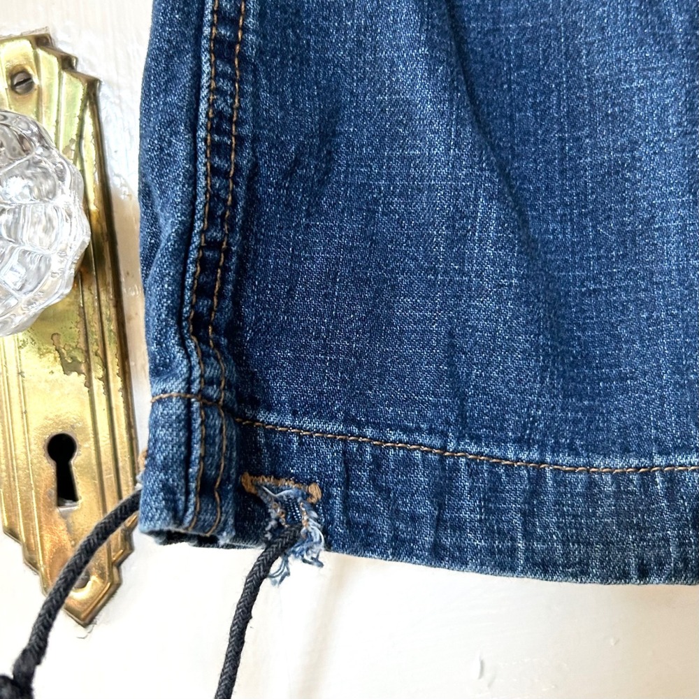 Vintage Y2K L.E.I. Low Rise Baggy Flared Cargo Jeans Blue Denim 3 Utility Grunge - Picture 9 of 10